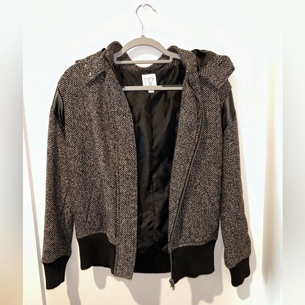 Black and white jacket with hood